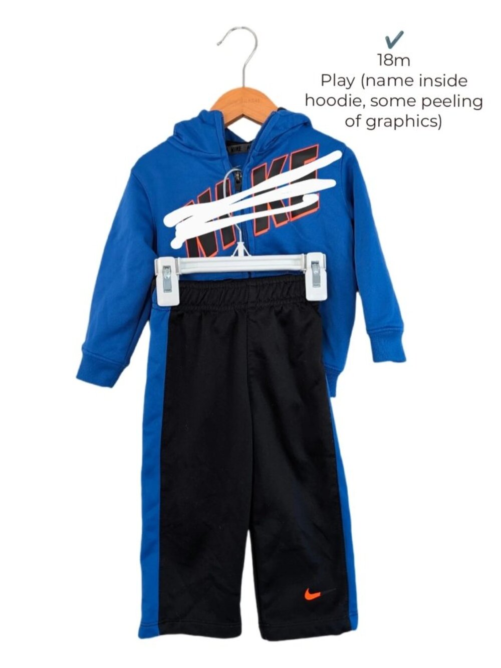 Nike Blue Athletic Toddler Zip Up Hoodie & Track‎ Pant Set 18m